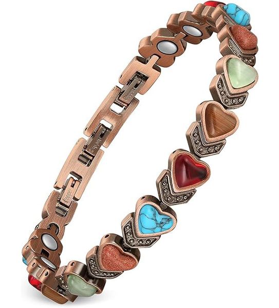 Ladies' Copper Bracelet with 3800 Gauss Magnet &amp; Natural Turquoise Gemstone