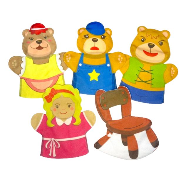 Story Telling: Goldilocks &amp; The Three Bears Hand Puppet Set - 5 Piece