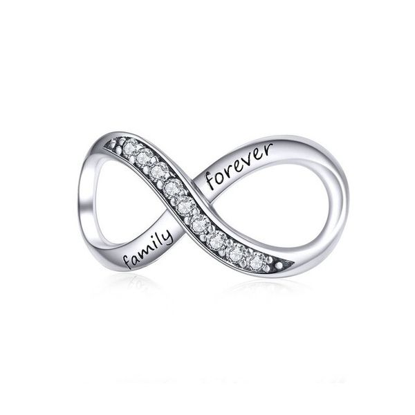 925 Sterling Silver Family Forever Infinity Charm by J Factor