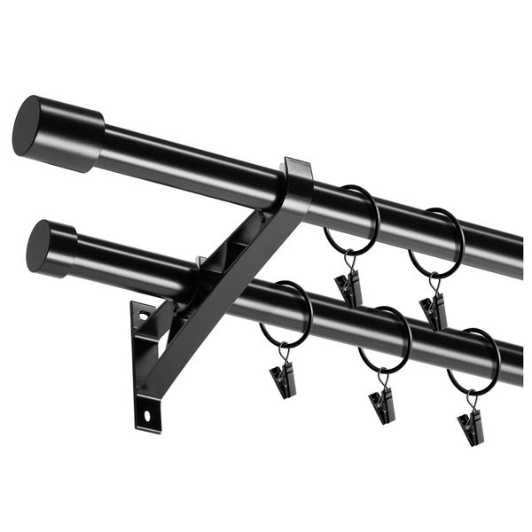 Chenshia Adjustable Heavy Duty Steel Double Curtain Rod &amp; Ring Set168-305cm