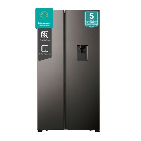 Hisense 508L No Frost Side by Side Fridge with Water Dispenser-Titanium