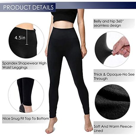 Warm Fleece Lined Leggings for Women High Waisted Thick Winter Tights  Seamless Tummy Control Thermal Leggings