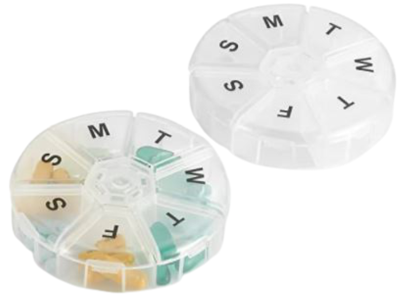 Weekly 7 Day Pill Box Organiser (Pack of 2) - Transparent Box