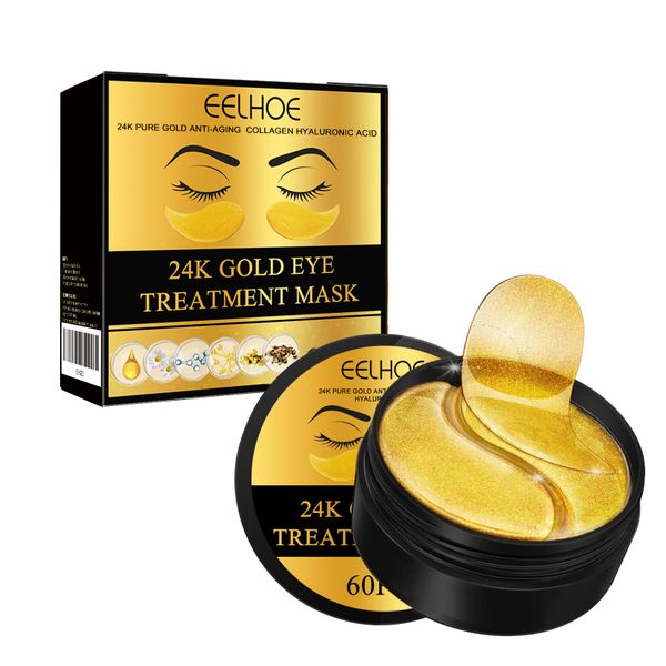 24K Gold Eye Mask with Collagen &amp; Hyaluronic Acid - Hydrating Eye Patches