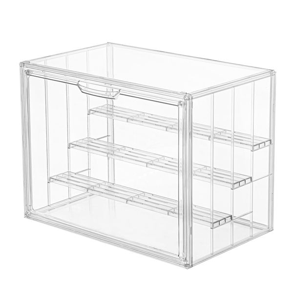 4-Tier Clear Acrylic Display Case with Magnetic Door&amp;Movable Plates 1-Pack