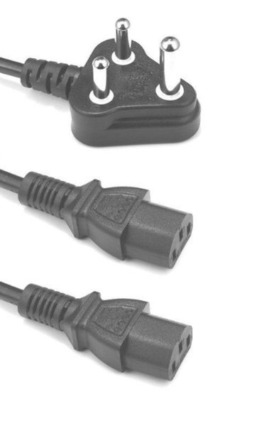 Double Output Kettle Cord PC Power Cable with Dedicated SA Plug-Black