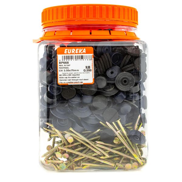 EUREKA Nail &amp; Cap Roof Seal Charcoal 3.55 x 75mm Q:200 BP668