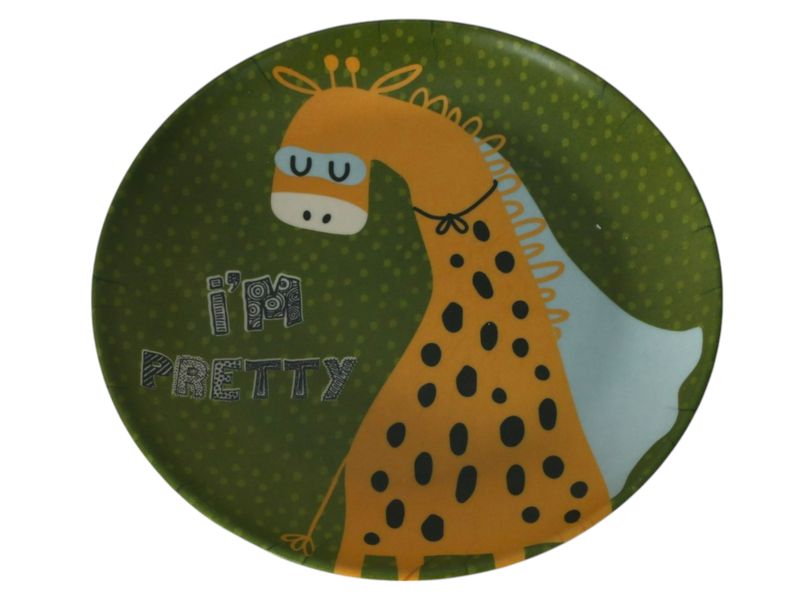 Melamine Round Dinner Plate Giraffe Print 21cm