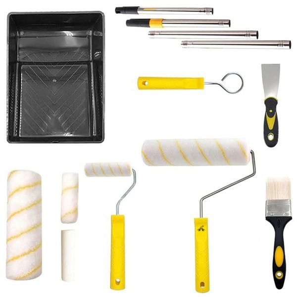 ALANES 12 In 1 Paint Roller Set With Tray Extension Pole And Brushes