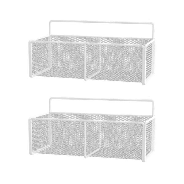 Pack Of 2 Multi-Use Wall-Mounted Household Mesh Organizer Caddy Shelf Rack