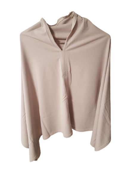 Plain Light Grey V-Neck Poncho
