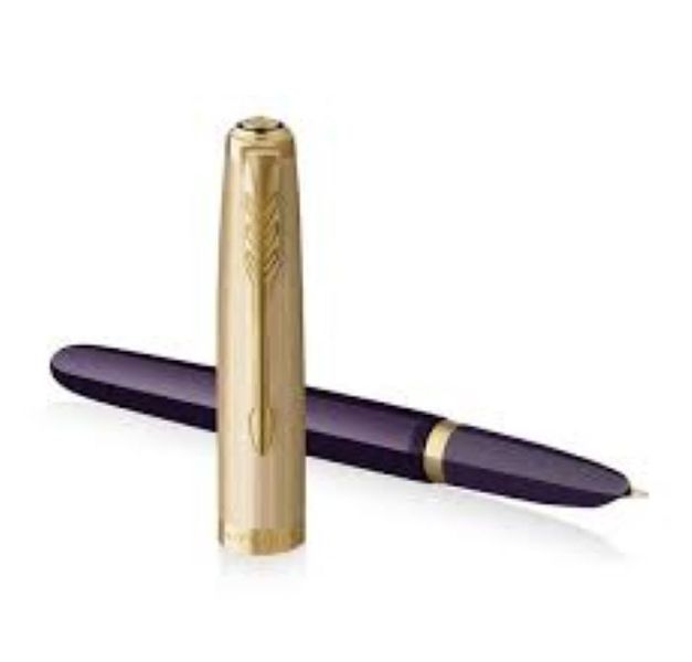PARKER 51 Premium Fountain Pen 18k - Plum Gold Trim Medium Nib Black Ink