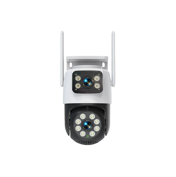 Dual-Lens PTZ Wireless Security Camera (White) - 1 Unit