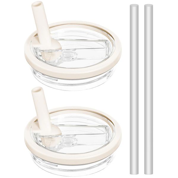 Anti Spill Lid for Cup Quencher 40oz Tumbler Set of 2 with Extra Straws