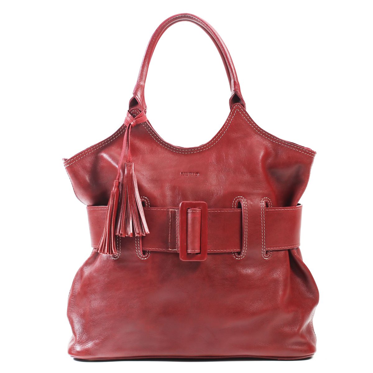 Nuvo Genuine Leather Belted Handbag in Red Buy Online in South