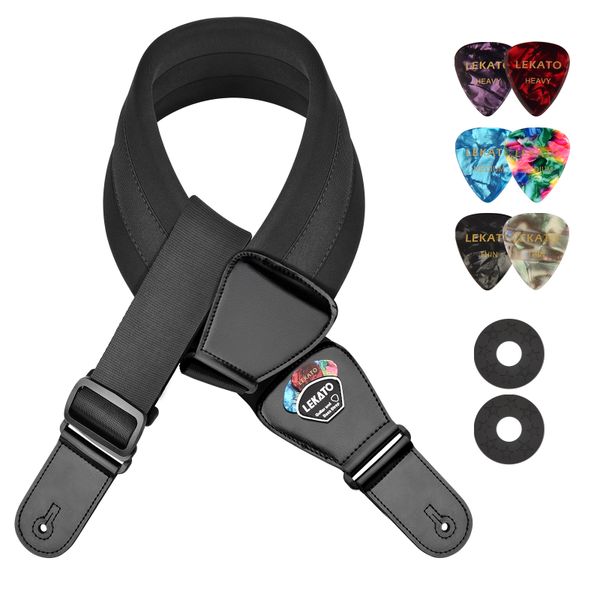 LEKATO 3" Wide Bass Guitar Straps Adjustable Length from 45" to 55
