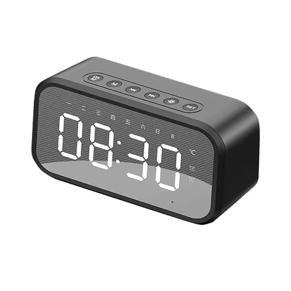 Multifunction Alarm Clock Mirror Speaker with Wireless BT Music Player