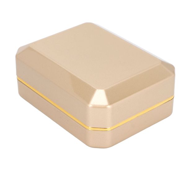 Gold Jewelry Box with LED &amp; Velvet Lining - Wedding Ring &amp; Pendant Gift