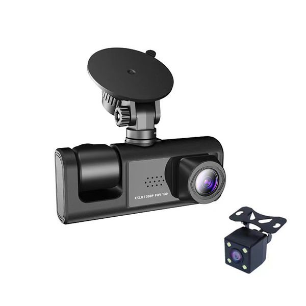 Triple-View Dash Cam with Simultaneous Front, Interior &amp; Rear Recording