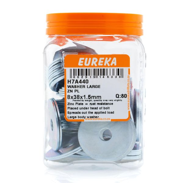 EUREKA Large Body Washer Zinc Plated 8 x 38 x 1.5mm Q:80 H7A440