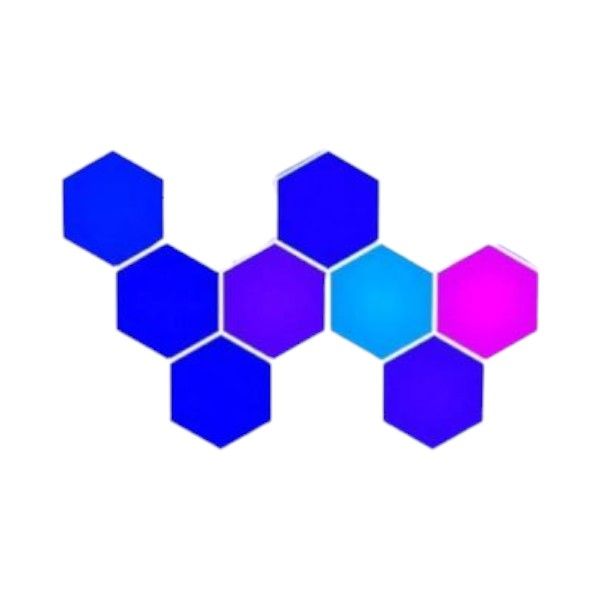 8 Piece Hexagonal LED Lights With Music Rhythm Mode - White