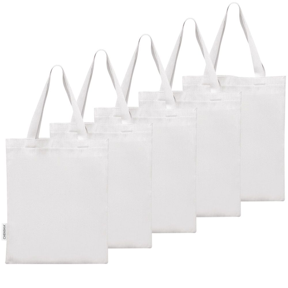 Reusable Cotton Tote Bag Blank Eco Canvas Bags DIY Painting Shopping -5Pack