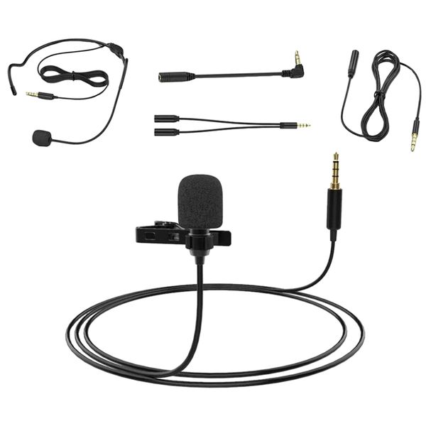 Wired Mini Microphone 5-in-1 Set 3.5mm Jack Input For Phone &amp; Camera