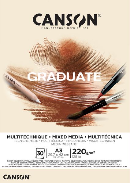 Canson GRADUATE Mix Media Pad Natural 30S A3 220G