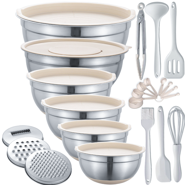 Mixing Bowls Set with Grater Attachments&amp; Kitchen Gadgets Set Salad&amp;Baking