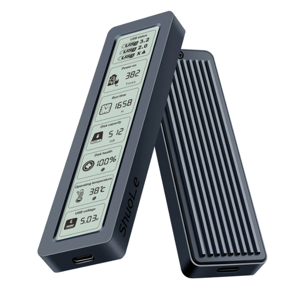 Intelligent Screen Display SSD Enclosure - Universal SATA Compatibility