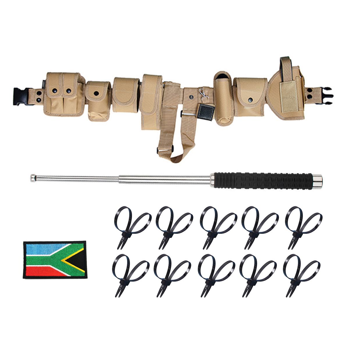 Mix Box Multi-Function Tactical Belt Kit with 7 Pouches & 53cm Baton - 22 Piece