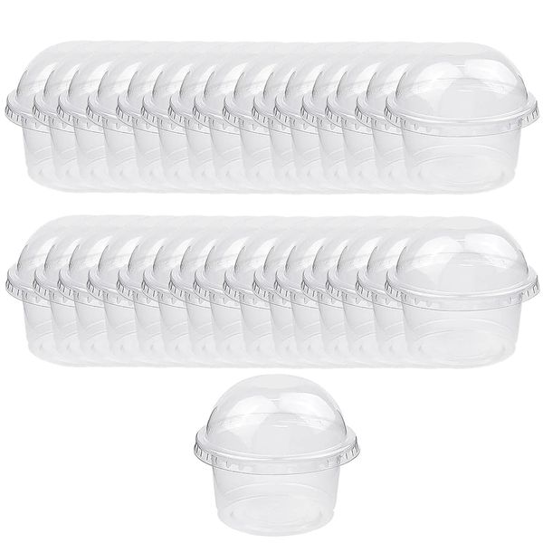 50 Pack 150ml Clear Plastic Dessert Cups with Dome Lids - No Hole