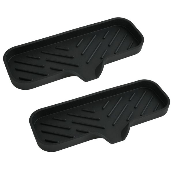 2 Piece Multi-Functional Black Soap Holder for Kitchen Sink Soap Bar Holder