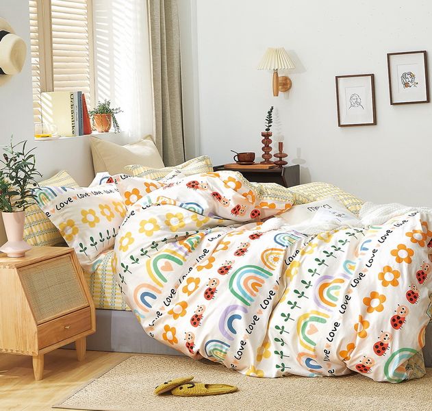 Linen Boutique - Kids Cotton Duvet Cover 3 Piece Set - Love Ladybird