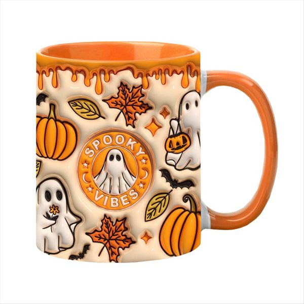 3D Halloween Coffee Cup Ceramic Espresso Cup with Handle 350ml Spooky Tea C