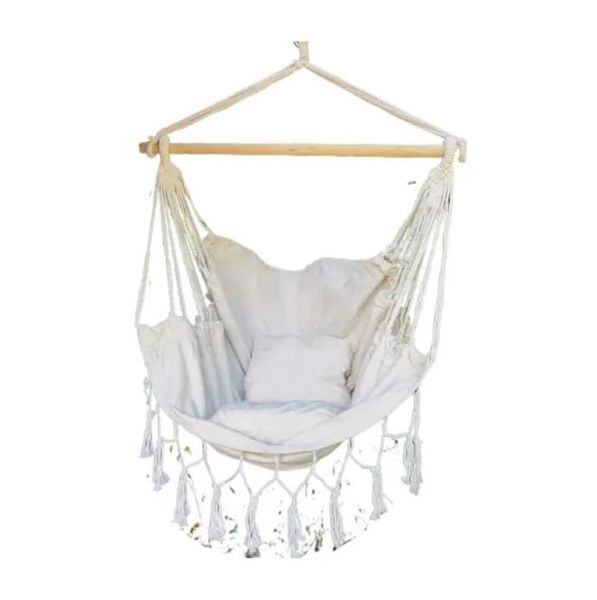 Hammock Hanging Rope Swing With 2 Cushions Large Macrame Hanging Chair