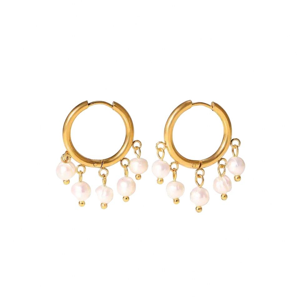 Tessa Design- Gold - Pearl Drop Dangle Hoop Earrings | Shop Today. Get ...