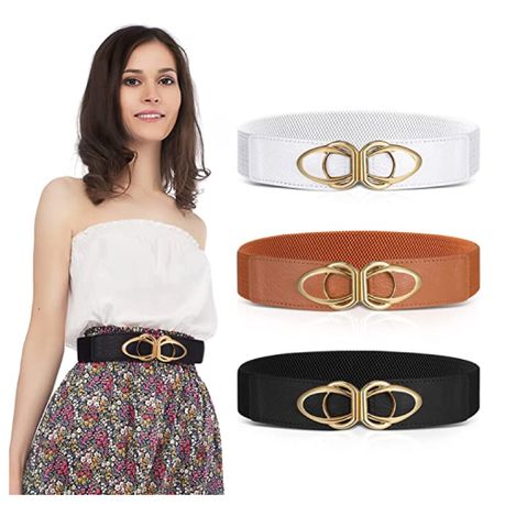 Fule Wide Elastic Belt Ladies Cinch Waist Stretch Belt Women Faux