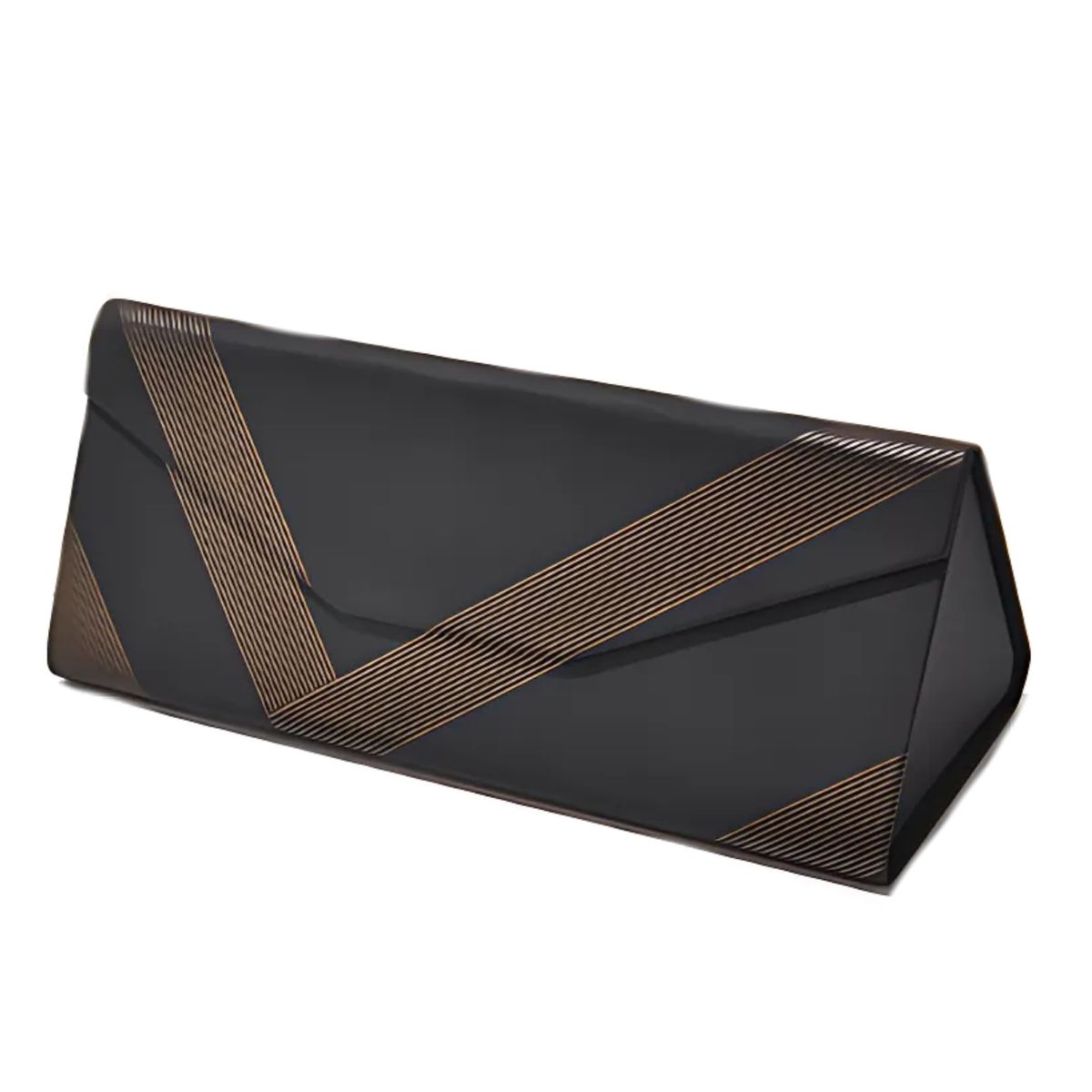 Foldable Sunglasses Case, Black, Geometric Gold Design, Magnetic