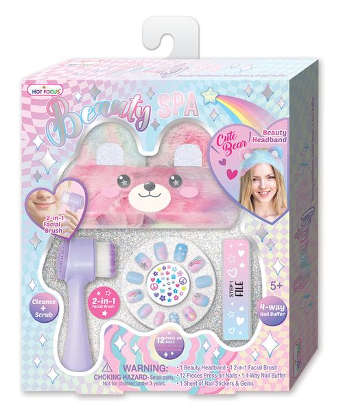 Hot Focus Rainbow Beauty Spa | 2in1 Facial Brush, Headband &amp; Accessories