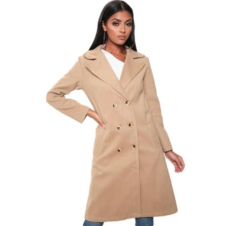 womens tan double breasted coat