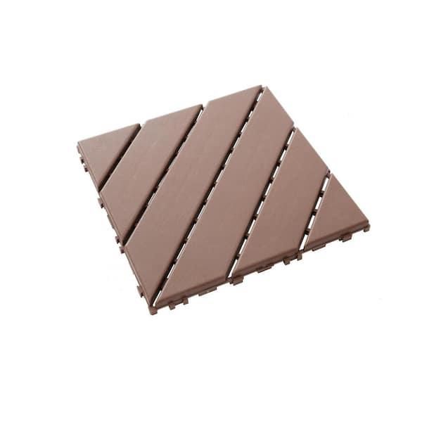 Brown Outdoor/In Waterproof Interlocking DIY Deck Tiles
