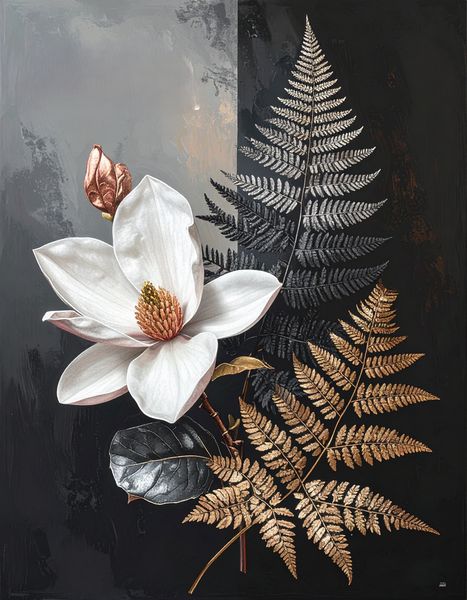 Canvas Ready to Hang Contemporary Art Decor Organic Petrified Botanicals