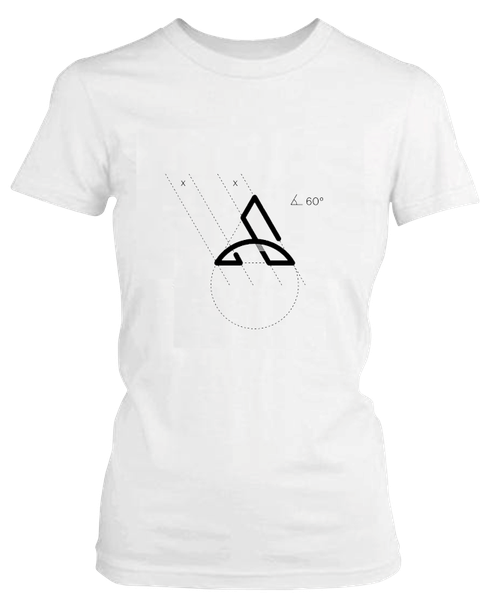 PepperSt Ladies White T-Shirt - Grid Design Triangle