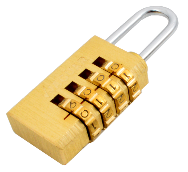 Jaguar Brass 4 Dial Combination Padlock 50mm