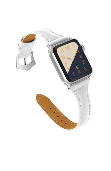 Leather Slimline Watch Strap 42/44mm for Apple iWatch - White