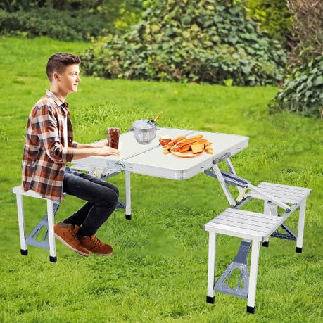 Foldable Aluminum Picnic Table with 4 Seats Portable Outdoor Camping Table Shop Today. Get it Tomorrow takealot