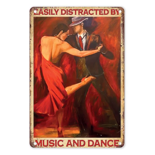 A4 Metal/Tin Poster - Easily Distracted by Music and Dance