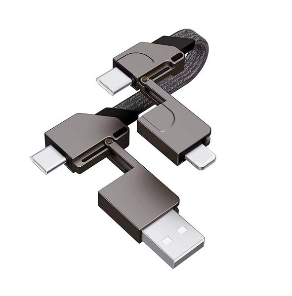 Portable Keychain Short Type C Cable Magnet design 60W 4 in 1 Multi Charger