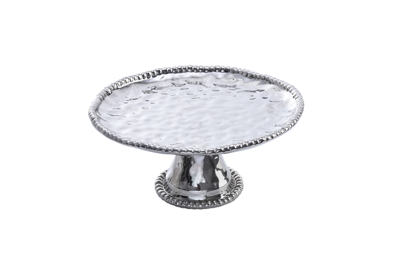 Pampa Bay Porcelain Cake Stand with Titanium Coating and Beaded Rim 28cm